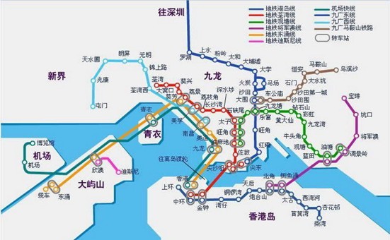香港地铁线路图,图片来源于网络